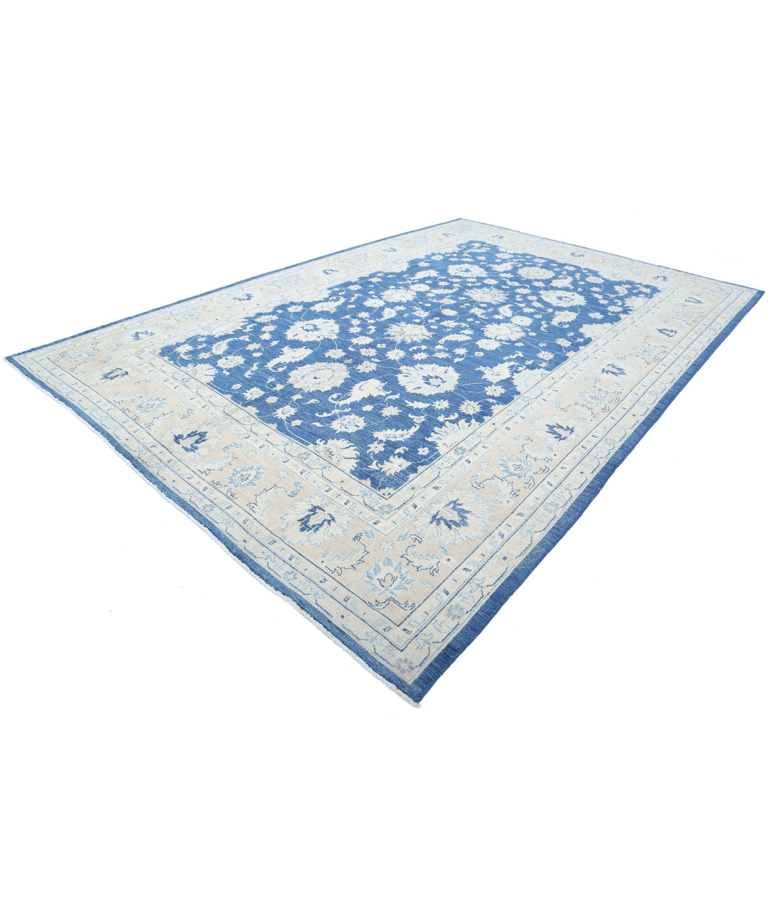 Oushak 10'0'' X 14'9'' Hand-Knotted Wool Rug 10'0'' x 14'9'' (300 X 443) / Blue / Taupe