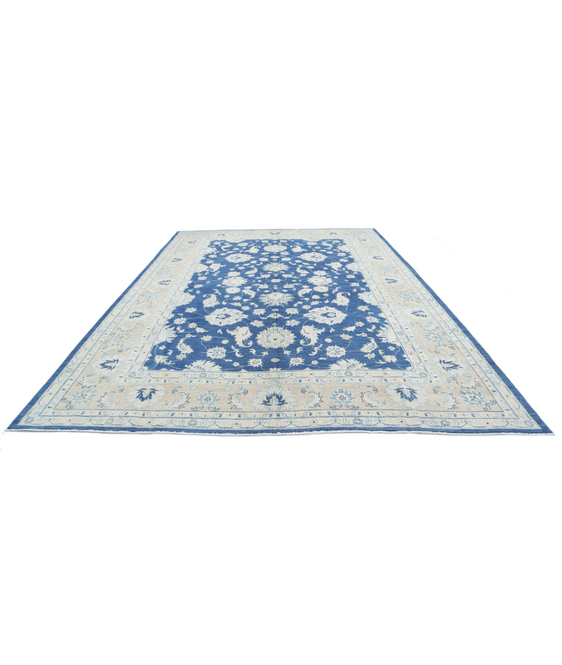 Oushak 10'0'' X 14'9'' Hand-Knotted Wool Rug 10'0'' x 14'9'' (300 X 443) / Blue / Taupe