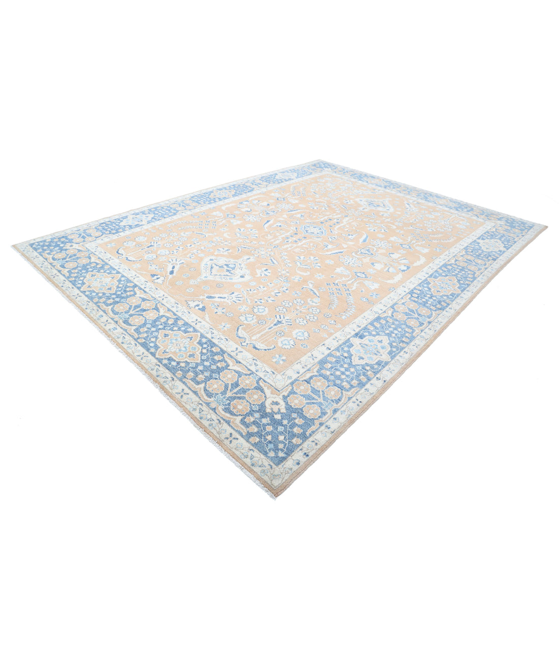 Oushak 9'2'' X 12'3'' Hand-Knotted Wool Rug 9'2'' x 12'3'' (275 X 368) / Taupe / Blue