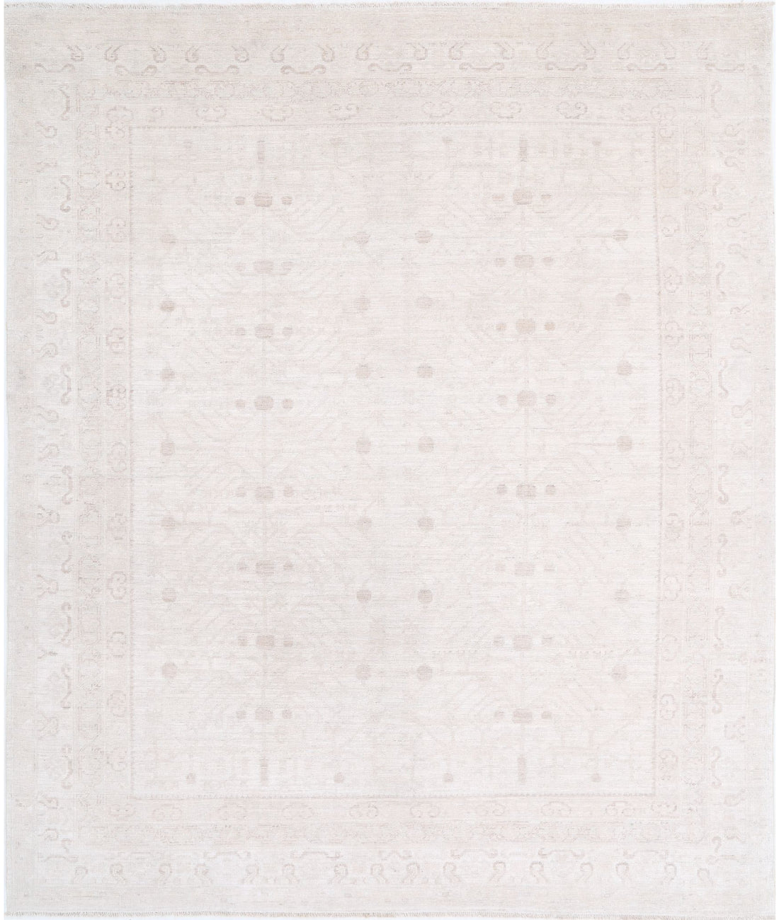 Oushak 7'11'' X 9'5'' Hand-Knotted Wool Rug 7'11'' x 9'5'' (238 X 283) / Ivory / Taupe