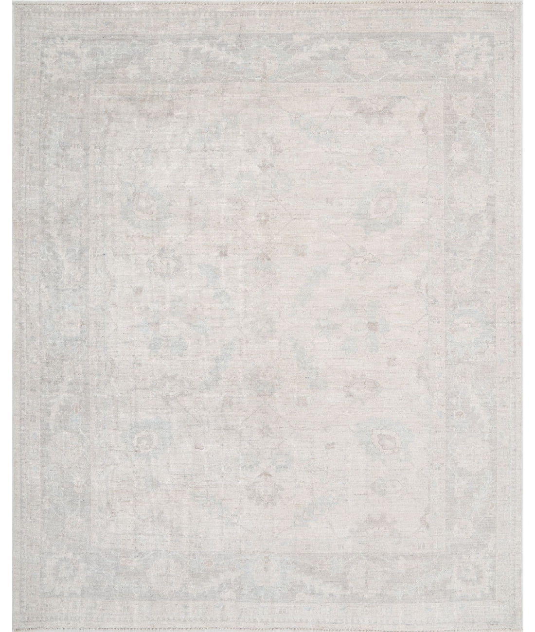 Oushak 8'1'' X 10'0'' Hand-Knotted Wool Rug 8'1'' x 10'0'' (243 X 300) / Ivory / Grey