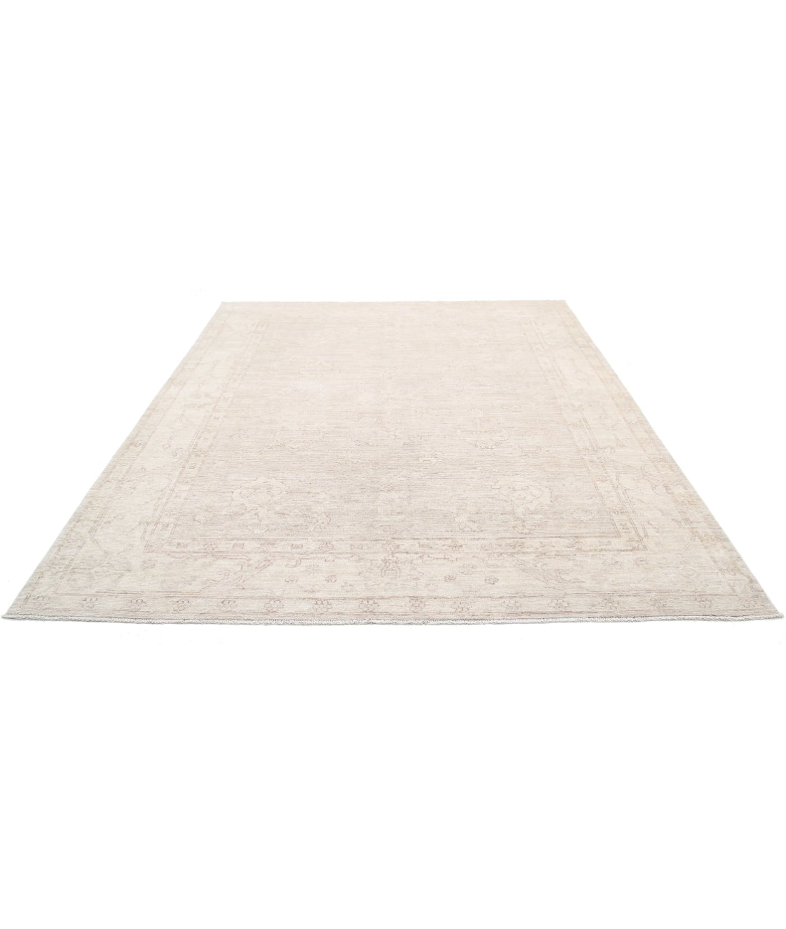 Oushak 8'0'' X 9'11'' Hand-Knotted Wool Rug 8'0'' x 9'11'' (240 X 298) / Ivory / Taupe