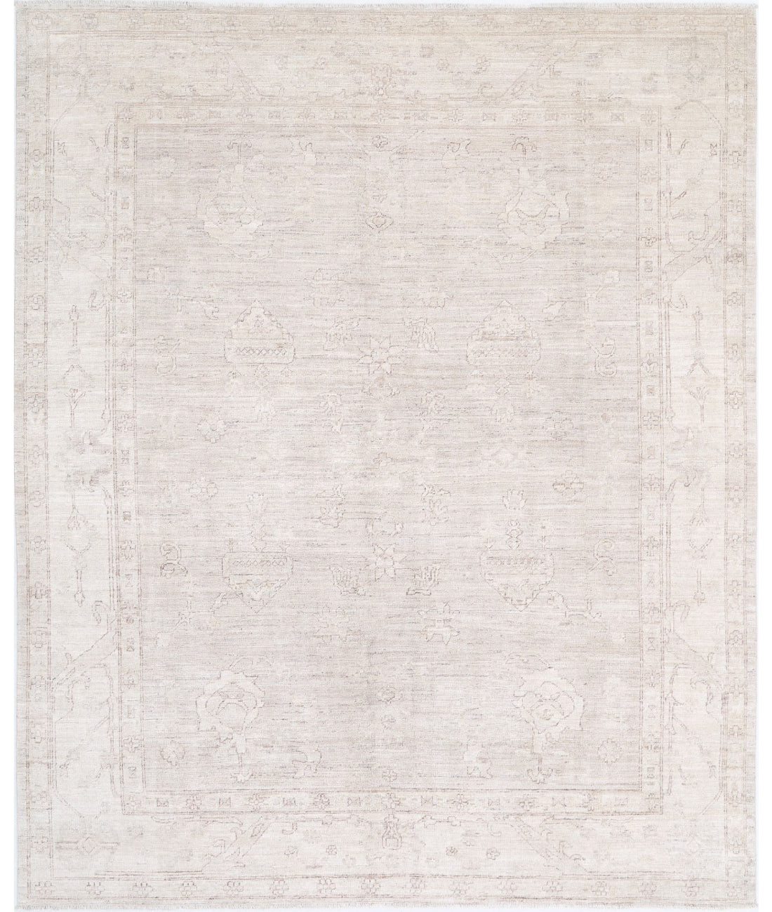 Oushak 8'0'' X 9'11'' Hand-Knotted Wool Rug 8'0'' x 9'11'' (240 X 298) / Ivory / Taupe