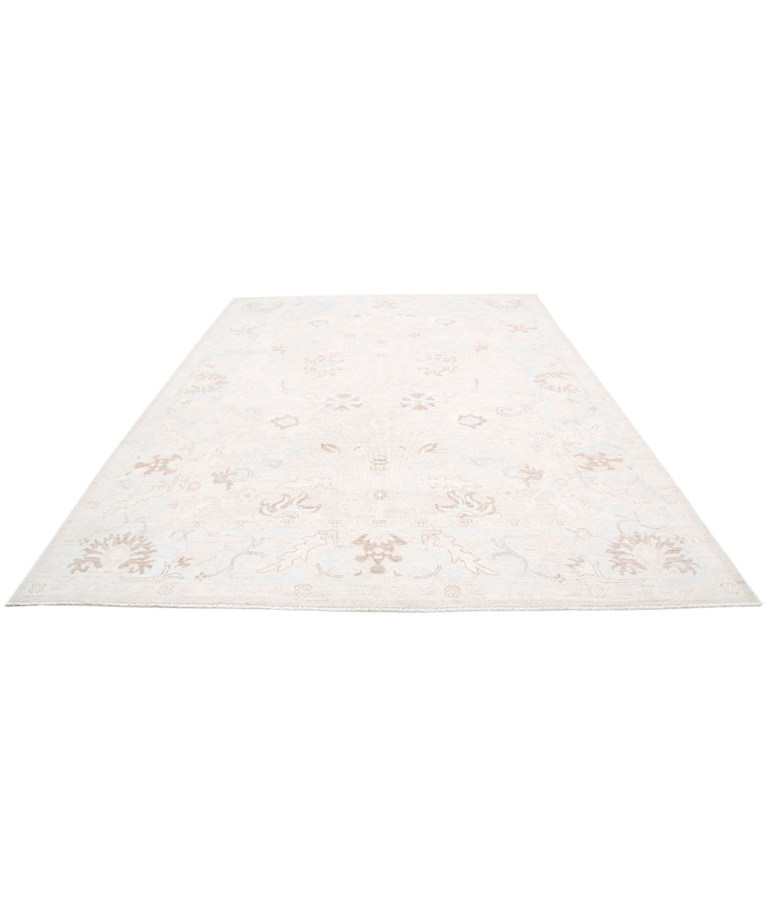 Oushak 8'8'' X 11'7'' Hand-Knotted Wool Rug 8'8'' x 11'7'' (260 X 348) / Ivory / Blue