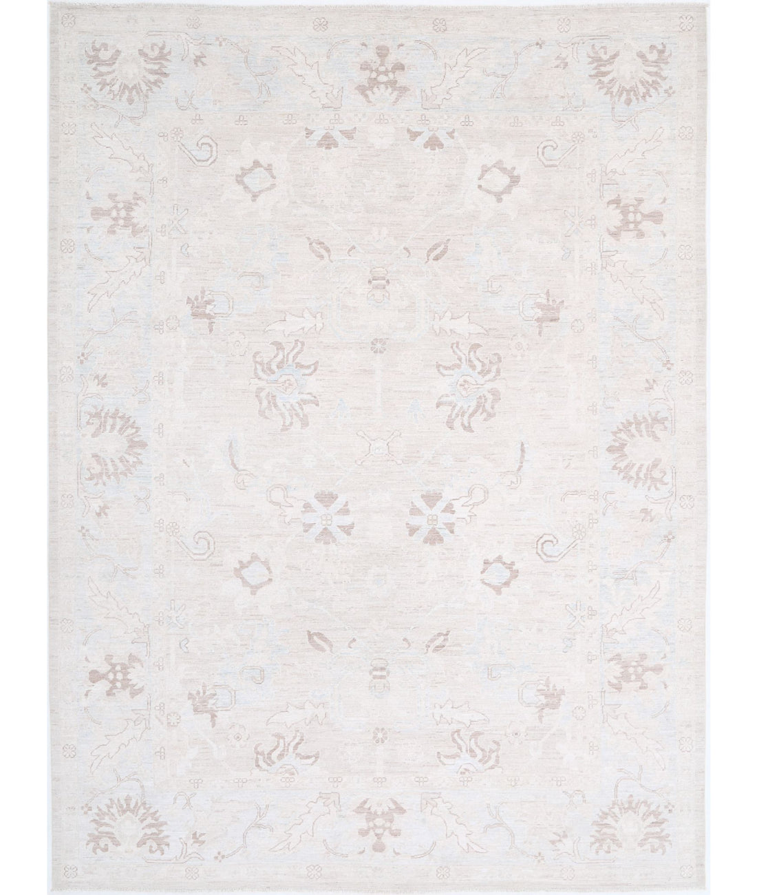 Oushak 8'8'' X 11'7'' Hand-Knotted Wool Rug 8'8'' x 11'7'' (260 X 348) / Ivory / Blue