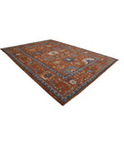 Oushak 10'6'' X 14'6'' Hand-Knotted Wool Rug 10'6'' x 14'6'' (315 X 435) / Rust / Blue