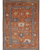 Oushak 10'6'' X 14'6'' Hand-Knotted Wool Rug 10'6'' x 14'6'' (315 X 435) / Rust / Blue