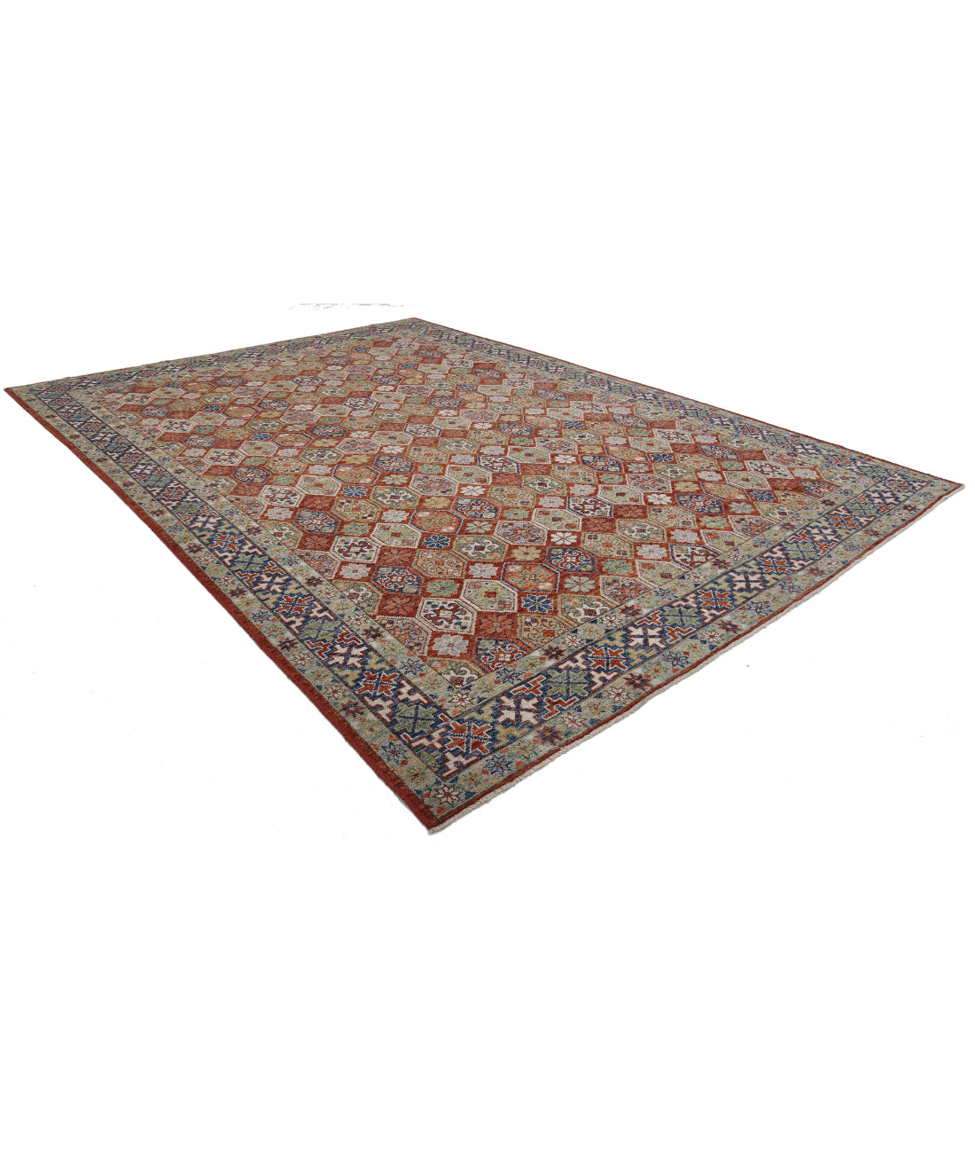 Oushak 10'2'' X 14'0'' Hand-Knotted Wool Rug 10'2'' x 14'0'' (305 X 420) / Rust / Blue