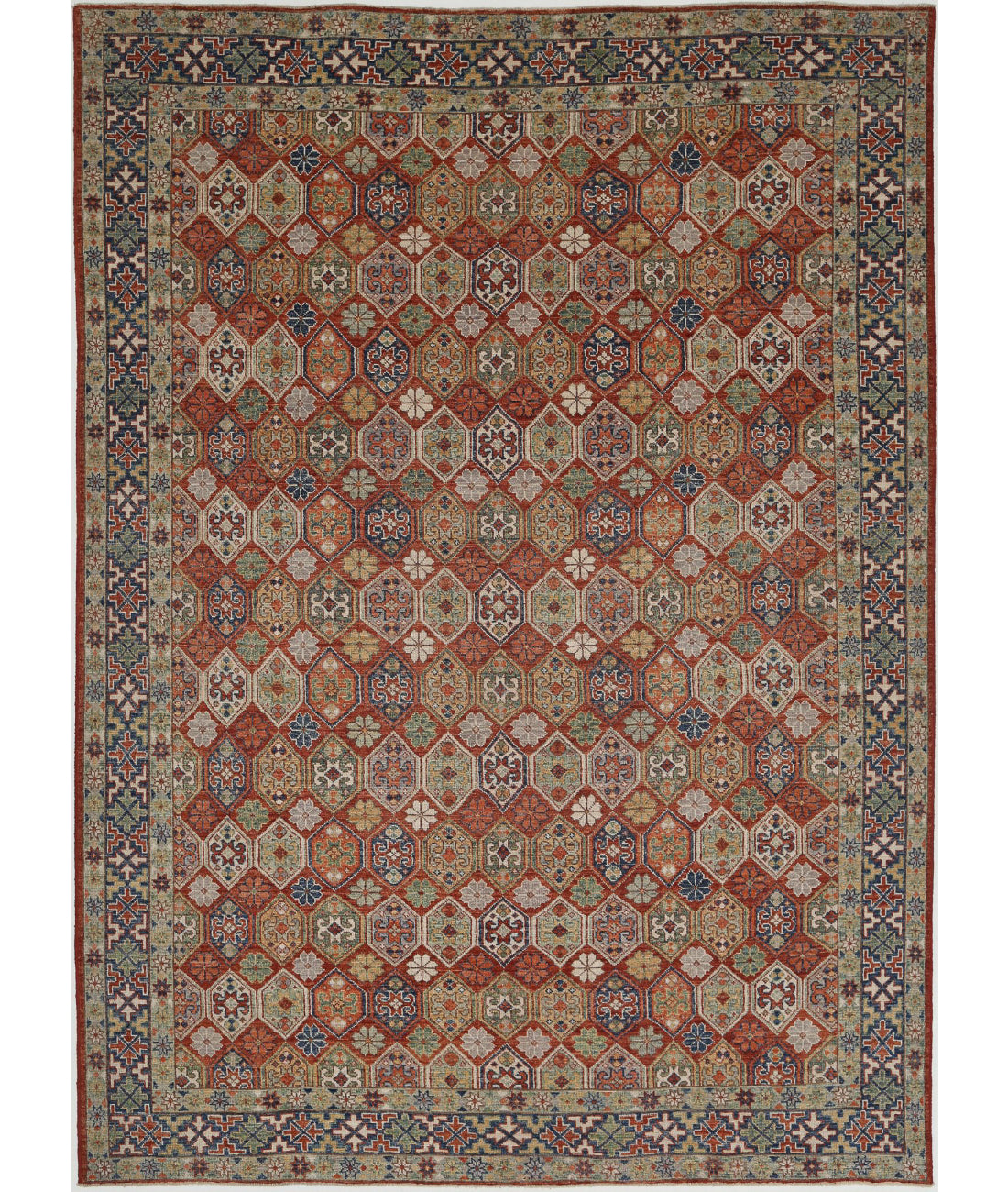 Oushak 10'2'' X 14'0'' Hand-Knotted Wool Rug 10'2'' x 14'0'' (305 X 420) / Rust / Blue