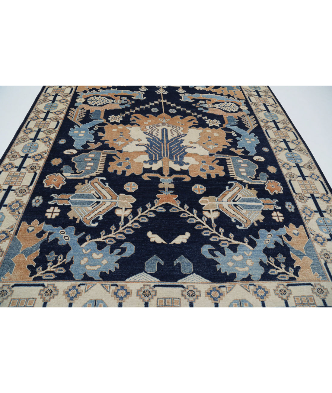 Oushak 9'2'' X 11'6'' Hand-Knotted Wool Rug 9'2'' x 11'6'' (275 X 345) / Blue / Ivory