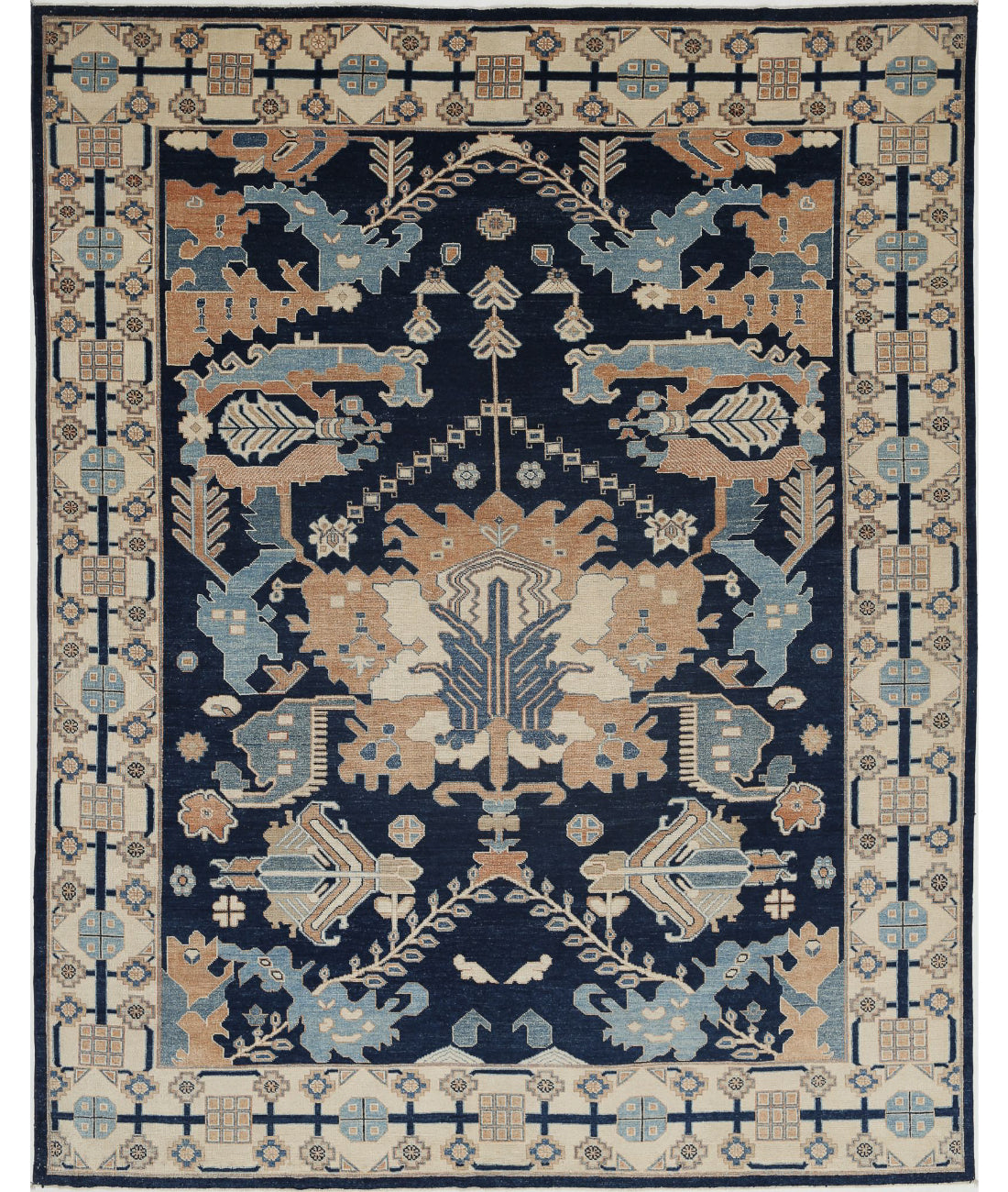 Oushak 9'2'' X 11'6'' Hand-Knotted Wool Rug 9'2'' x 11'6'' (275 X 345) / Blue / Ivory