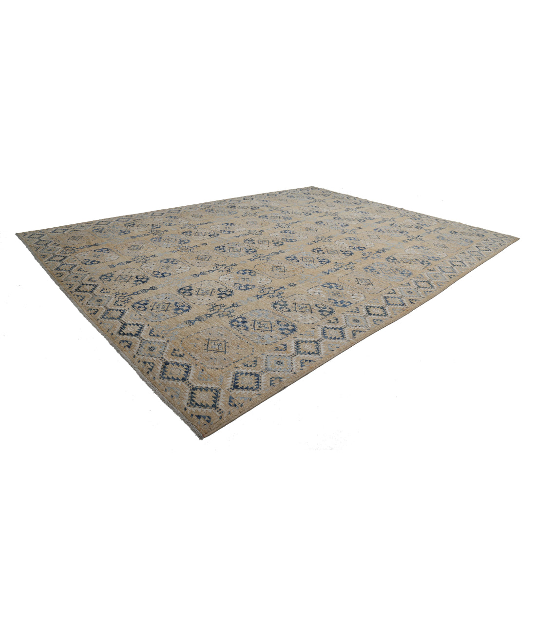 Oushak 12'10'' X 17'2'' Hand-Knotted Wool Rug 12'10'' x 17'2'' (385 X 515) / Gold / Blue