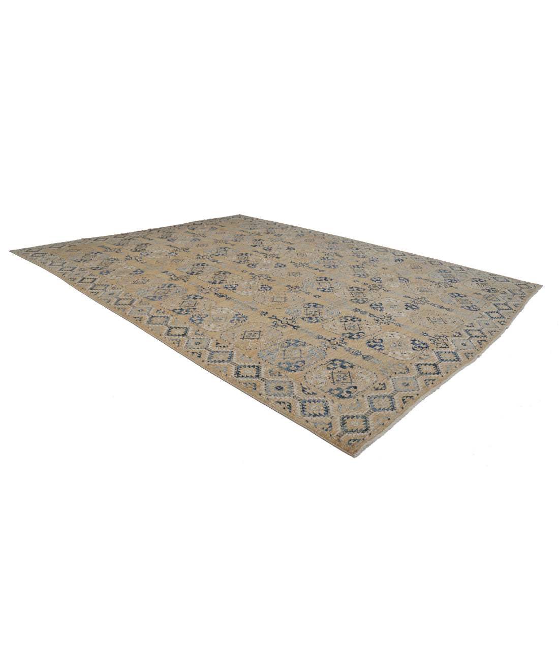 Oushak 12'10'' X 17'2'' Hand-Knotted Wool Rug 12'10'' x 17'2'' (385 X 515) / Gold / Blue