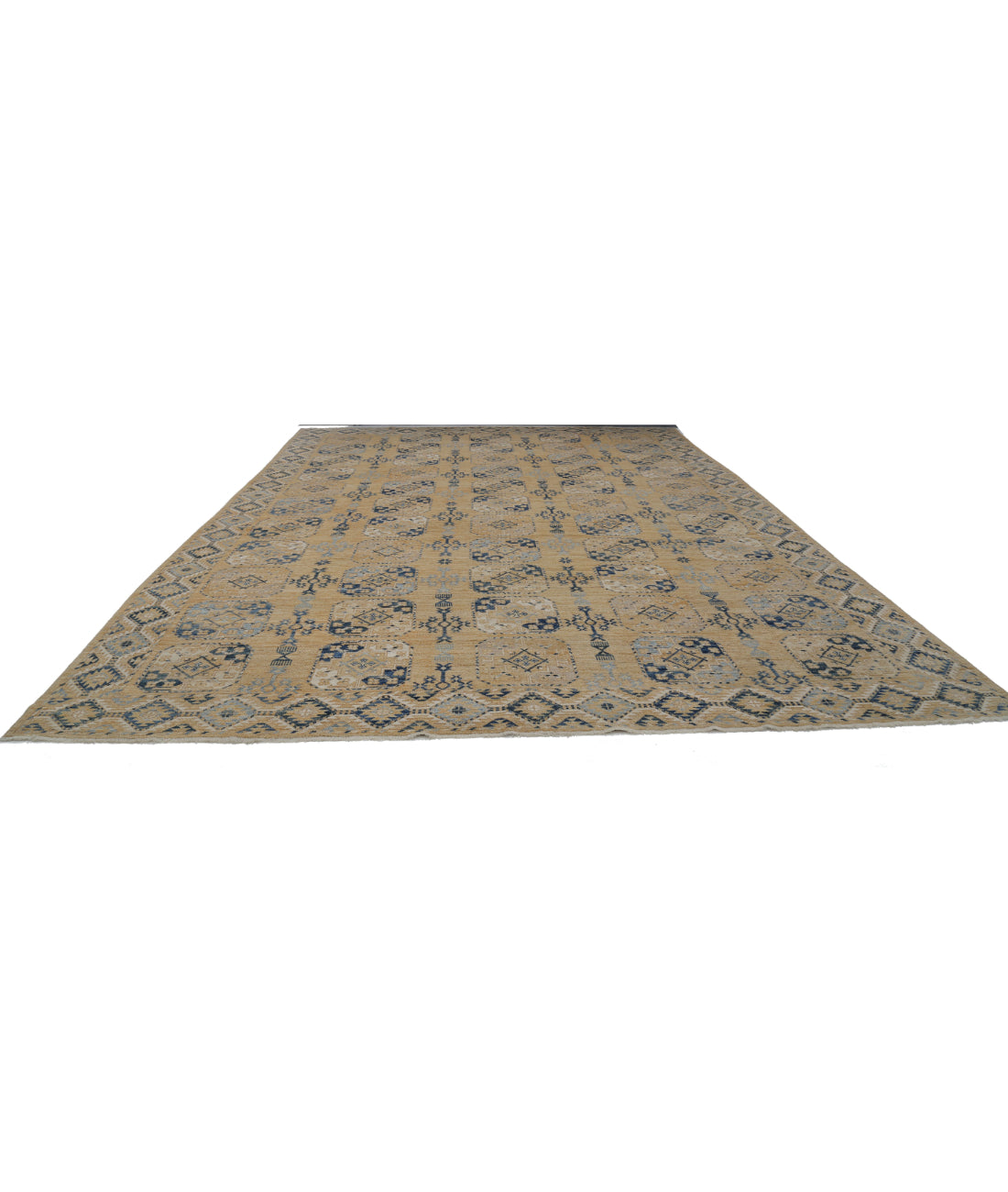 Oushak 12'10'' X 17'2'' Hand-Knotted Wool Rug 12'10'' x 17'2'' (385 X 515) / Gold / Blue