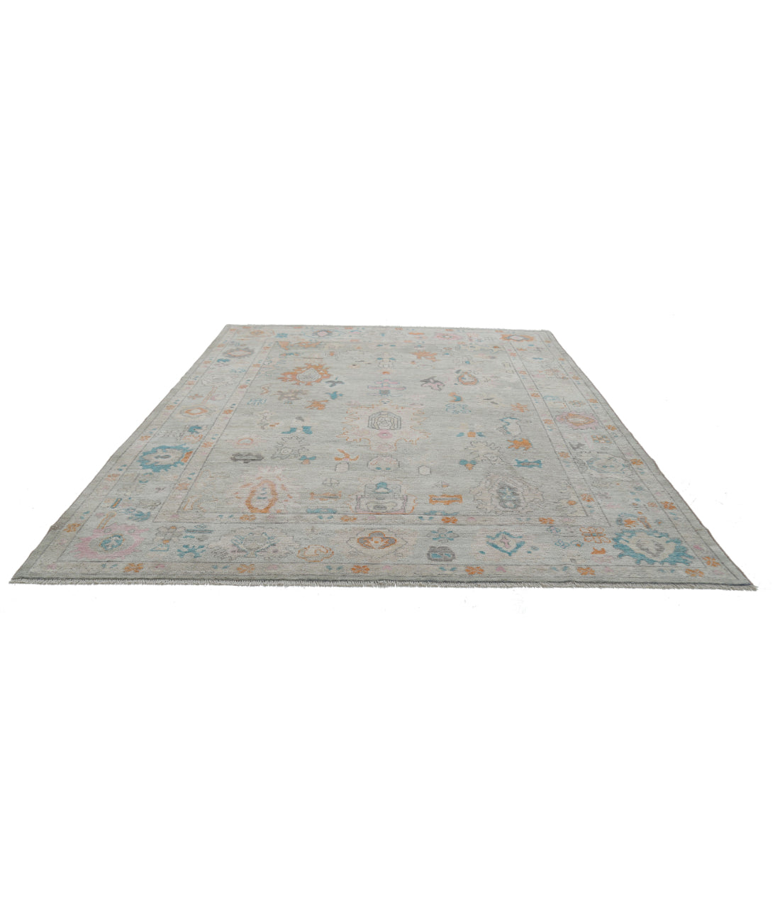 Oushak 8'5'' X 10'1'' Hand-Knotted Wool Rug 8'5'' x 10'1'' (253 X 303) / Grey / Ivory