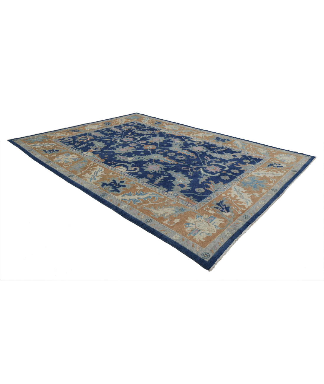 Oushak 9'11'' X 13'3'' Hand-Knotted Wool Rug 9'11'' x 13'3'' (298 X 398) / Blue / Taupe