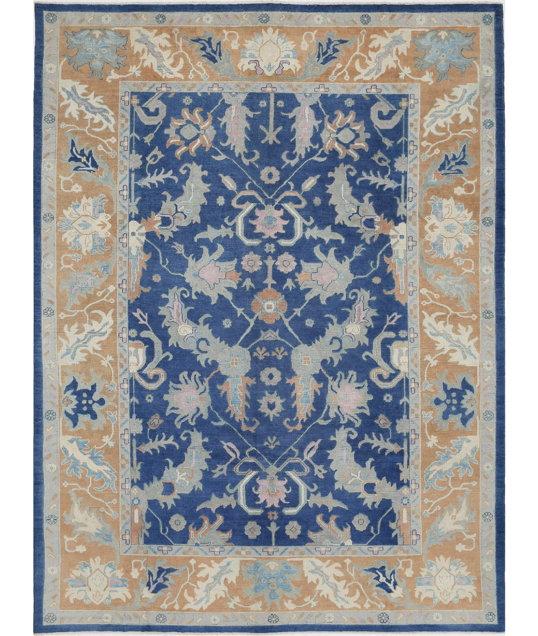 Oushak 9'11'' X 13'3'' Hand-Knotted Wool Rug 9'11'' x 13'3'' (298 X 398) / Blue / Taupe