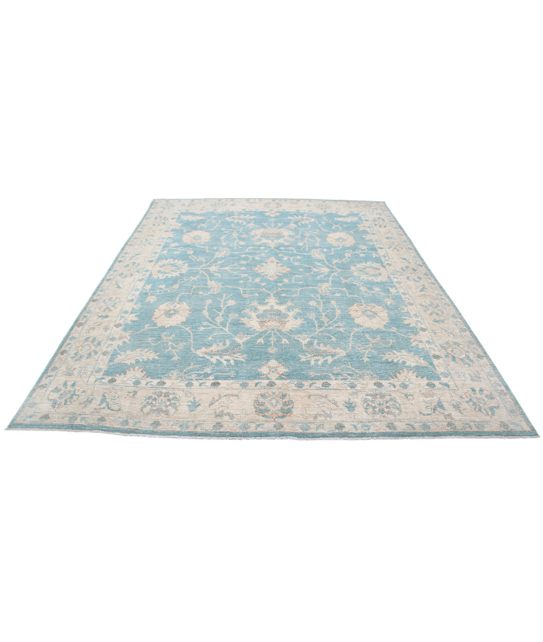 Oushak 7'11'' X 9'5'' Hand-Knotted Wool Rug 7'11'' x 9'5'' (238 X 283) / Green / Ivory