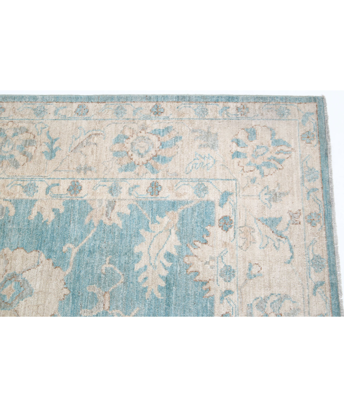 Oushak 7'11'' X 9'5'' Hand-Knotted Wool Rug 7'11'' x 9'5'' (238 X 283) / Green / Ivory