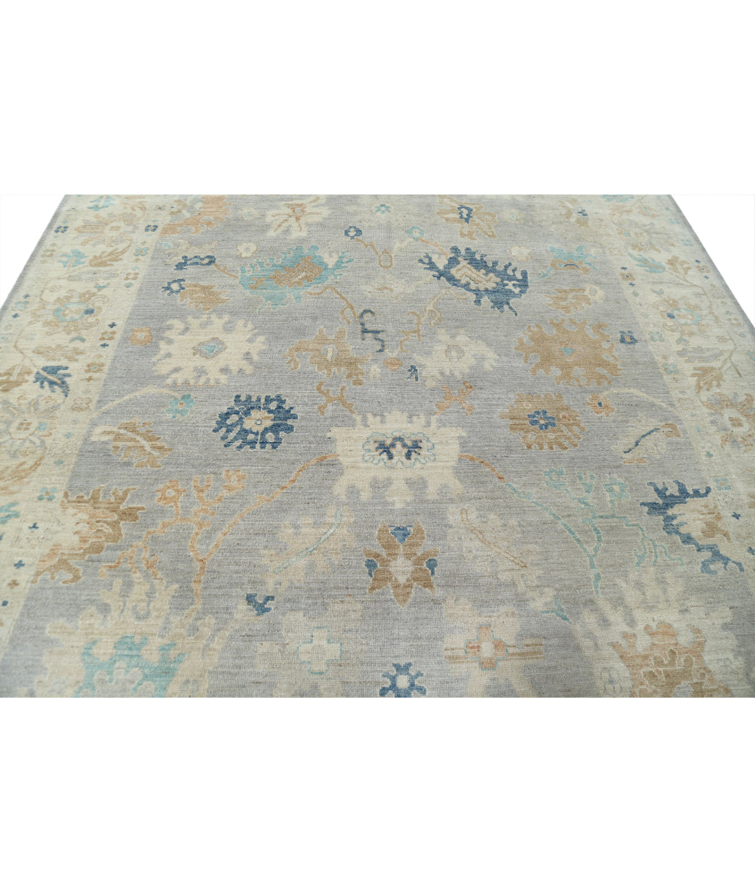 Oushak 8'10'' X 11'6'' Hand-Knotted Wool Rug 8'10'' x 11'6'' (265 X 345) / Grey / Ivory