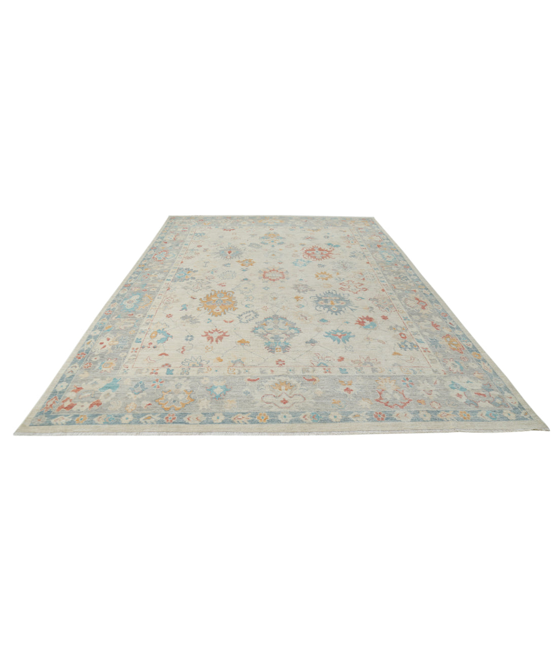 Oushak 8'11'' X 12'4'' Hand-Knotted Wool Rug 8'11'' x 12'4'' (268 X 370) / Grey / Ivory