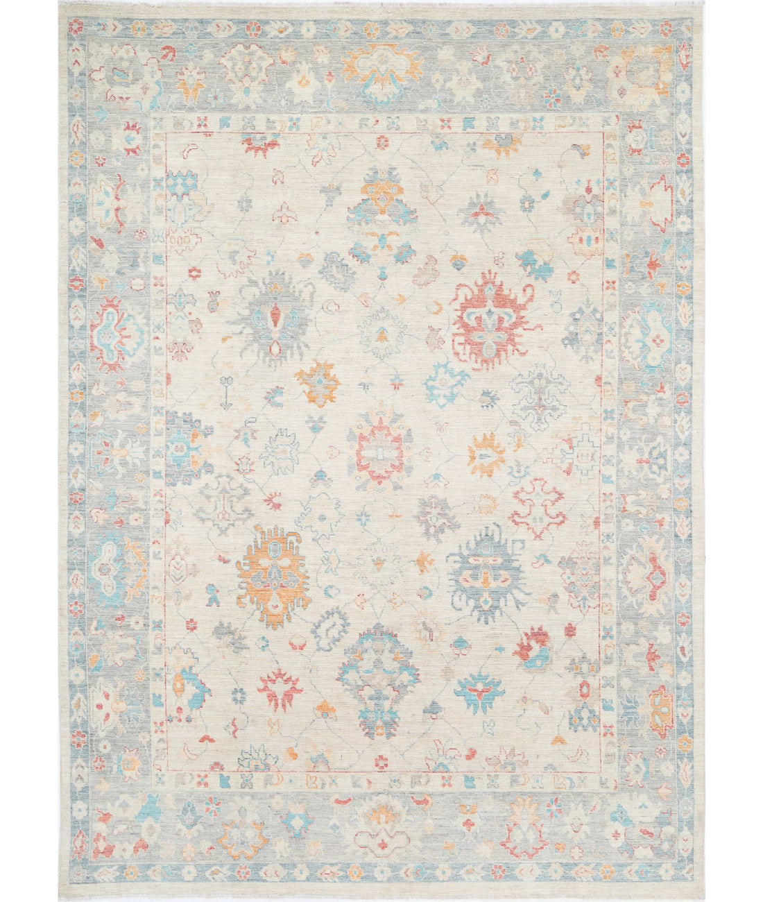 Oushak 8'11'' X 12'4'' Hand-Knotted Wool Rug 8'11'' x 12'4'' (268 X 370) / Grey / Ivory