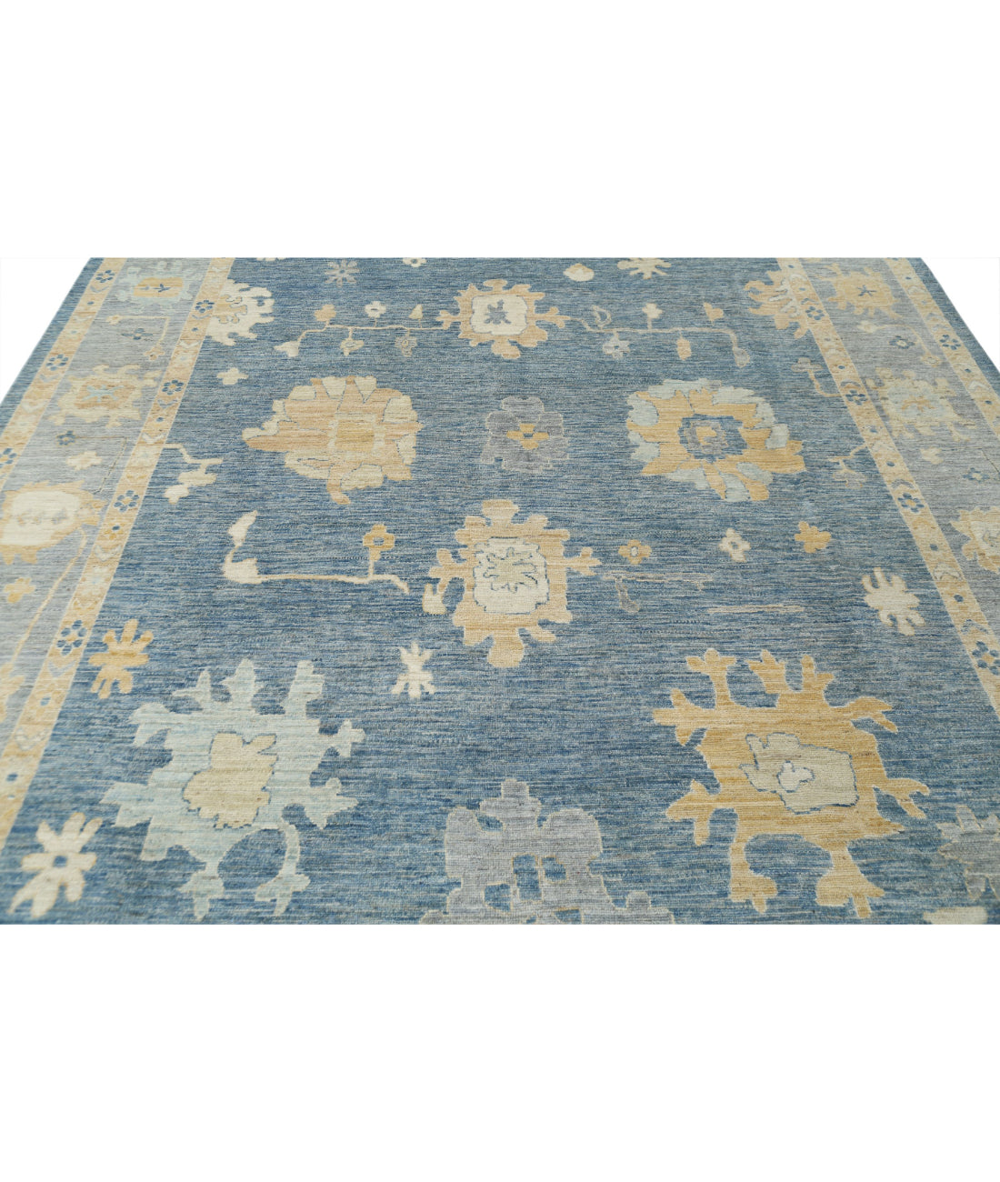 Oushak 8'11'' X 11'9'' Hand-Knotted Wool Rug 8'11'' x 11'9'' (268 X 353) / Blue / Grey