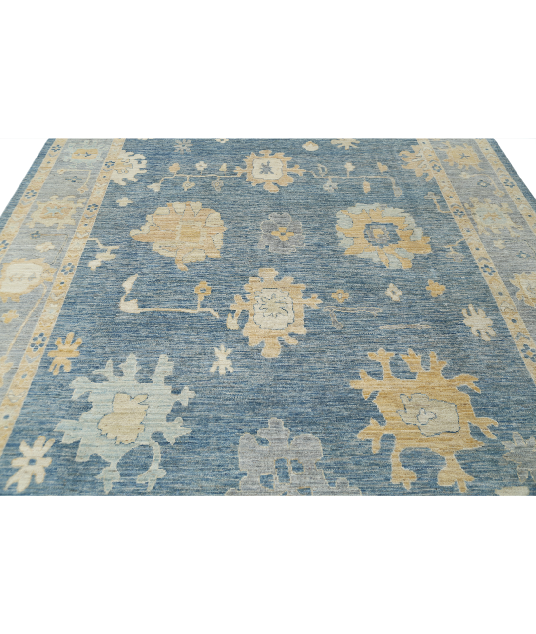 Oushak 8'11'' X 11'9'' Hand-Knotted Wool Rug 8'11'' x 11'9'' (268 X 353) / Blue / Grey