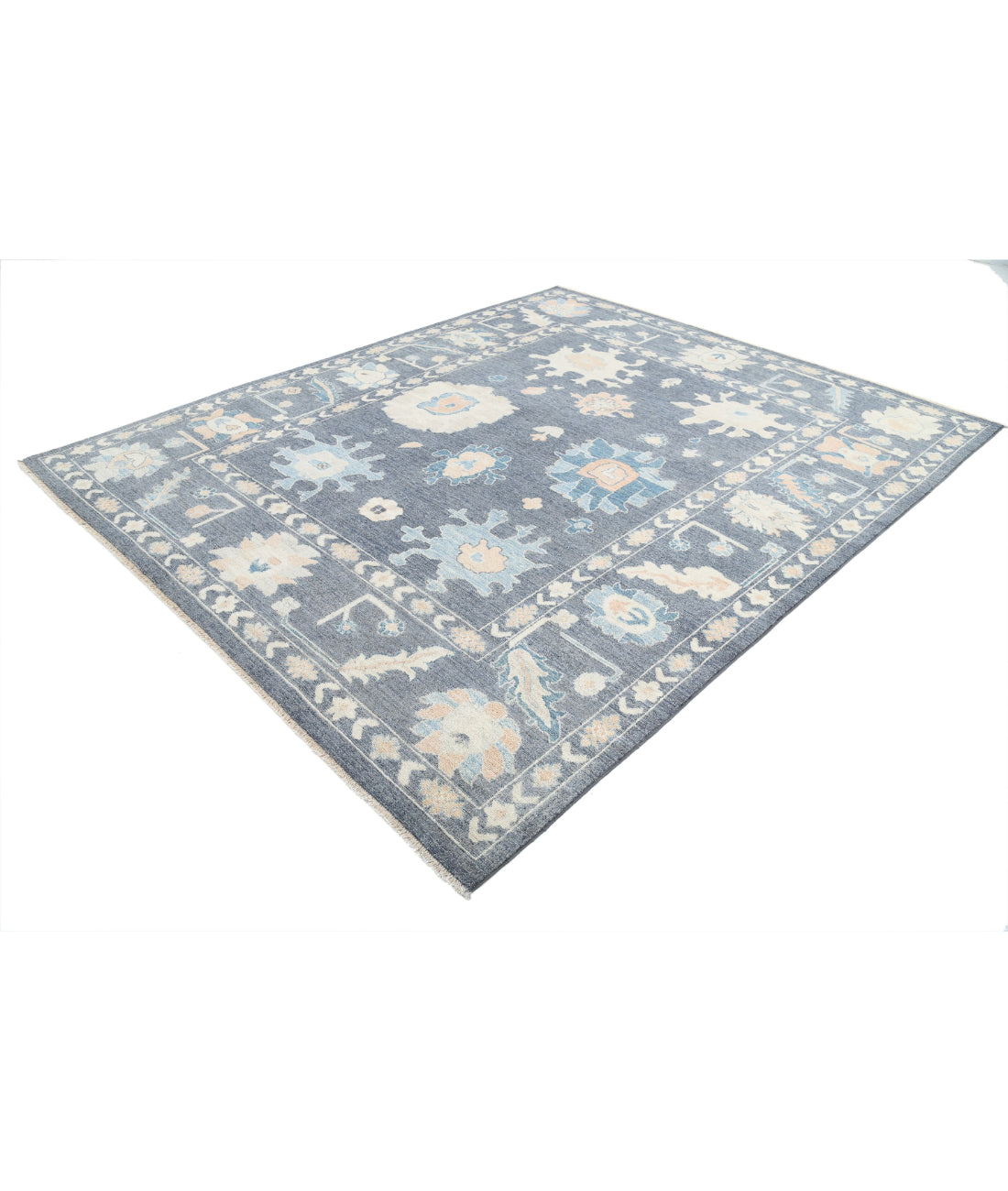 Oushak 8'1'' X 9'9'' Hand-Knotted Wool Rug 8'1'' x 9'9'' (243 X 293) / Grey / Ivory