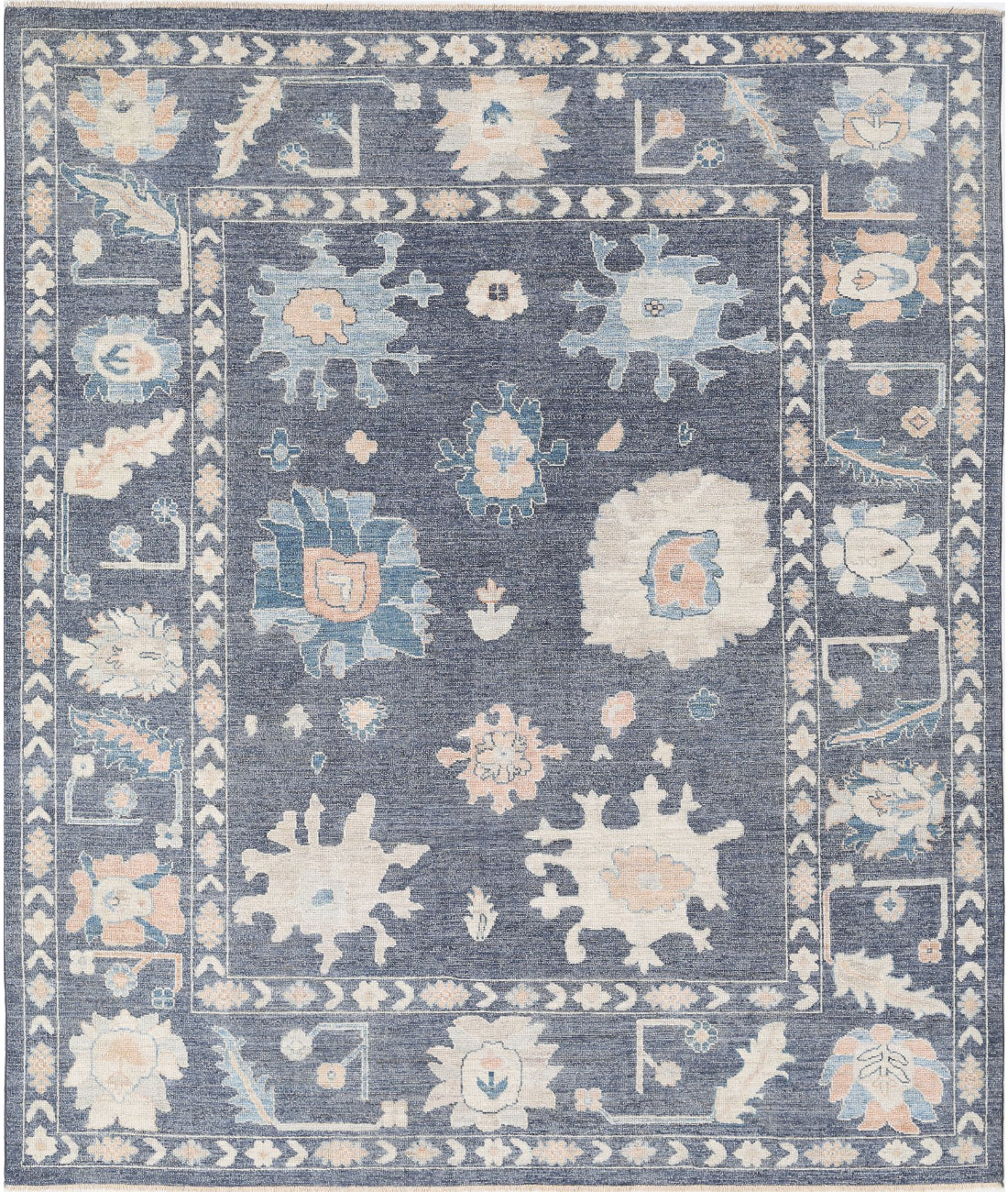 Oushak 8'1'' X 9'9'' Hand-Knotted Wool Rug 8'1'' x 9'9'' (243 X 293) / Grey / Ivory