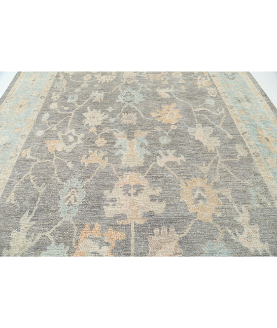 Oushak 9'9'' X 12'11'' Hand-Knotted Wool Rug 9'9'' x 12'11'' (293 X 388) / Ivory / Grey