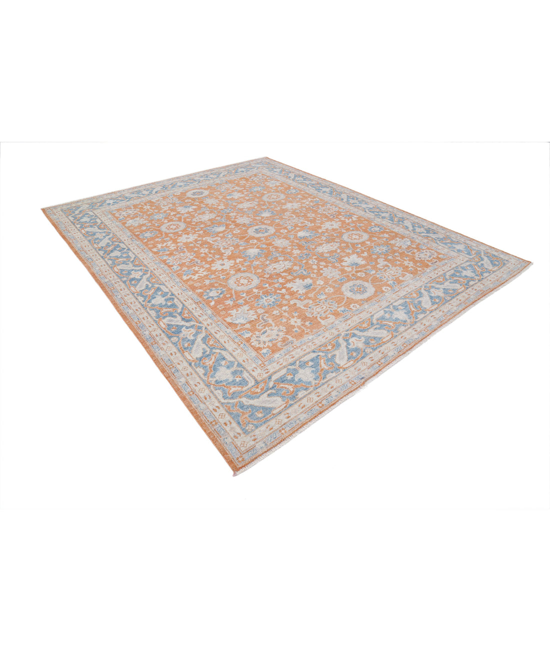 Oushak 8'3'' X 10'1'' Hand-Knotted Wool Rug 8'3'' x 10'1'' (248 X 303) / Orange / Blue