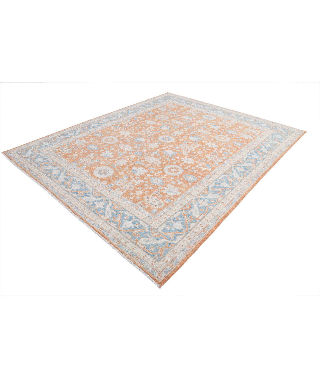 Oushak 8'3'' X 10'1'' Hand-Knotted Wool Rug 8'3'' x 10'1'' (248 X 303) / Orange / Blue