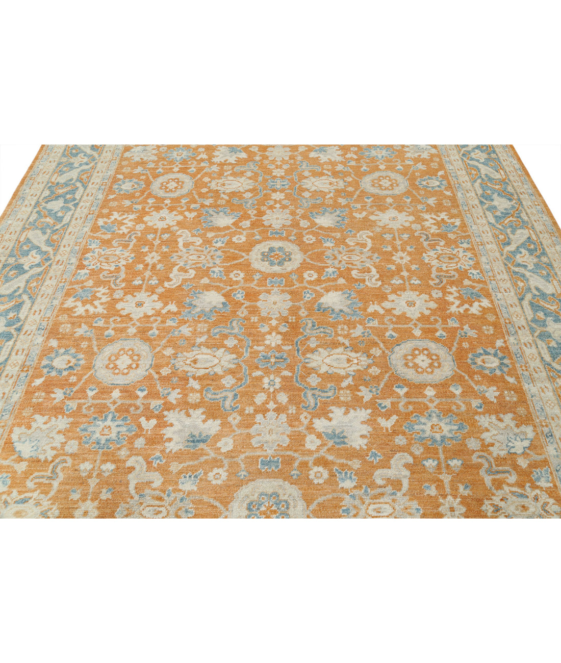 Oushak 8'3'' X 10'1'' Hand-Knotted Wool Rug 8'3'' x 10'1'' (248 X 303) / Orange / Blue