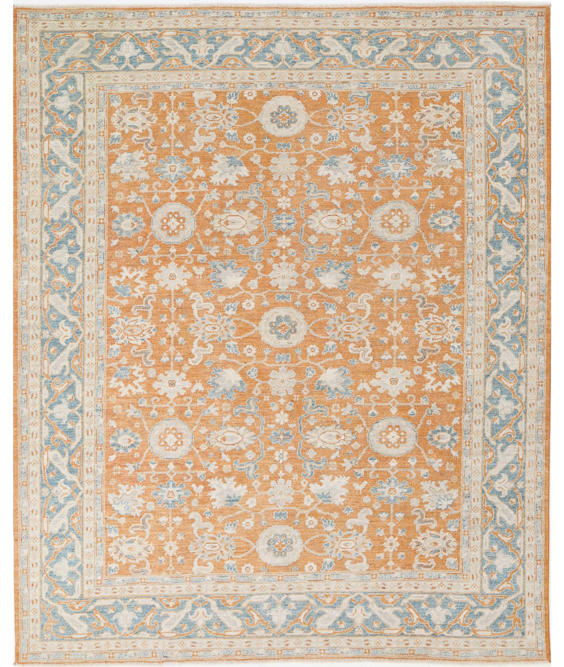 Oushak 8'3'' X 10'1'' Hand-Knotted Wool Rug 8'3'' x 10'1'' (248 X 303) / Orange / Blue