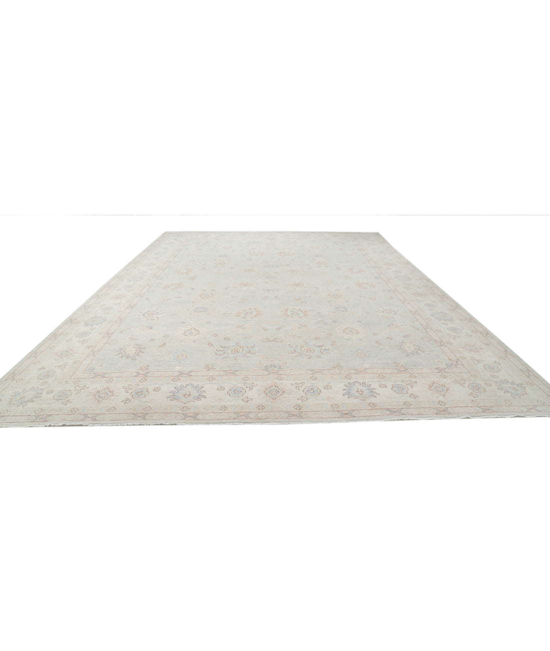 Oushak 12'9'' X 17'7'' Hand-Knotted Wool Rug 12'9'' x 17'7'' (383 X 528) / Grey / Ivory