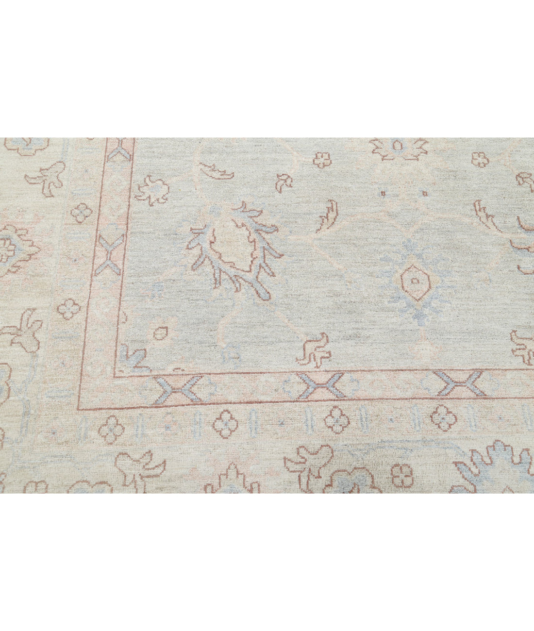 Oushak 12'9'' X 17'7'' Hand-Knotted Wool Rug 12'9'' x 17'7'' (383 X 528) / Grey / Ivory