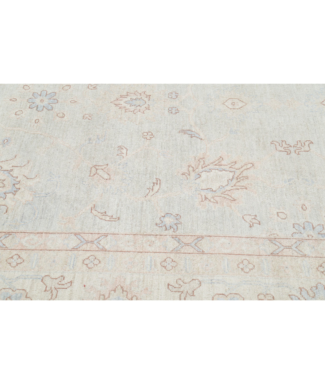 Oushak 12'9'' X 17'7'' Hand-Knotted Wool Rug 12'9'' x 17'7'' (383 X 528) / Grey / Ivory