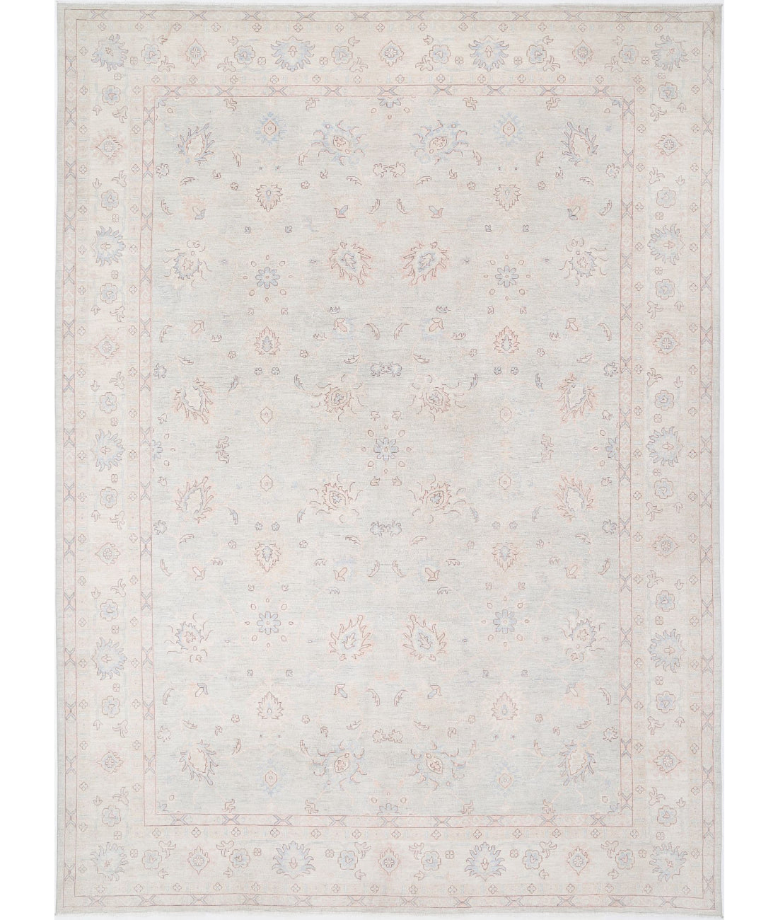 Oushak 12'9'' X 17'7'' Hand-Knotted Wool Rug 12'9'' x 17'7'' (383 X 528) / Grey / Ivory