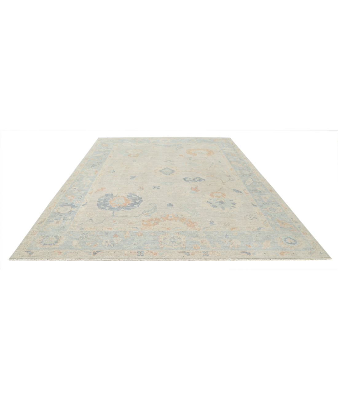 Oushak 9'3'' X 11'11'' Hand-Knotted Wool Rug 9'3'' x 11'11'' (278 X 358) / Grey / Blue