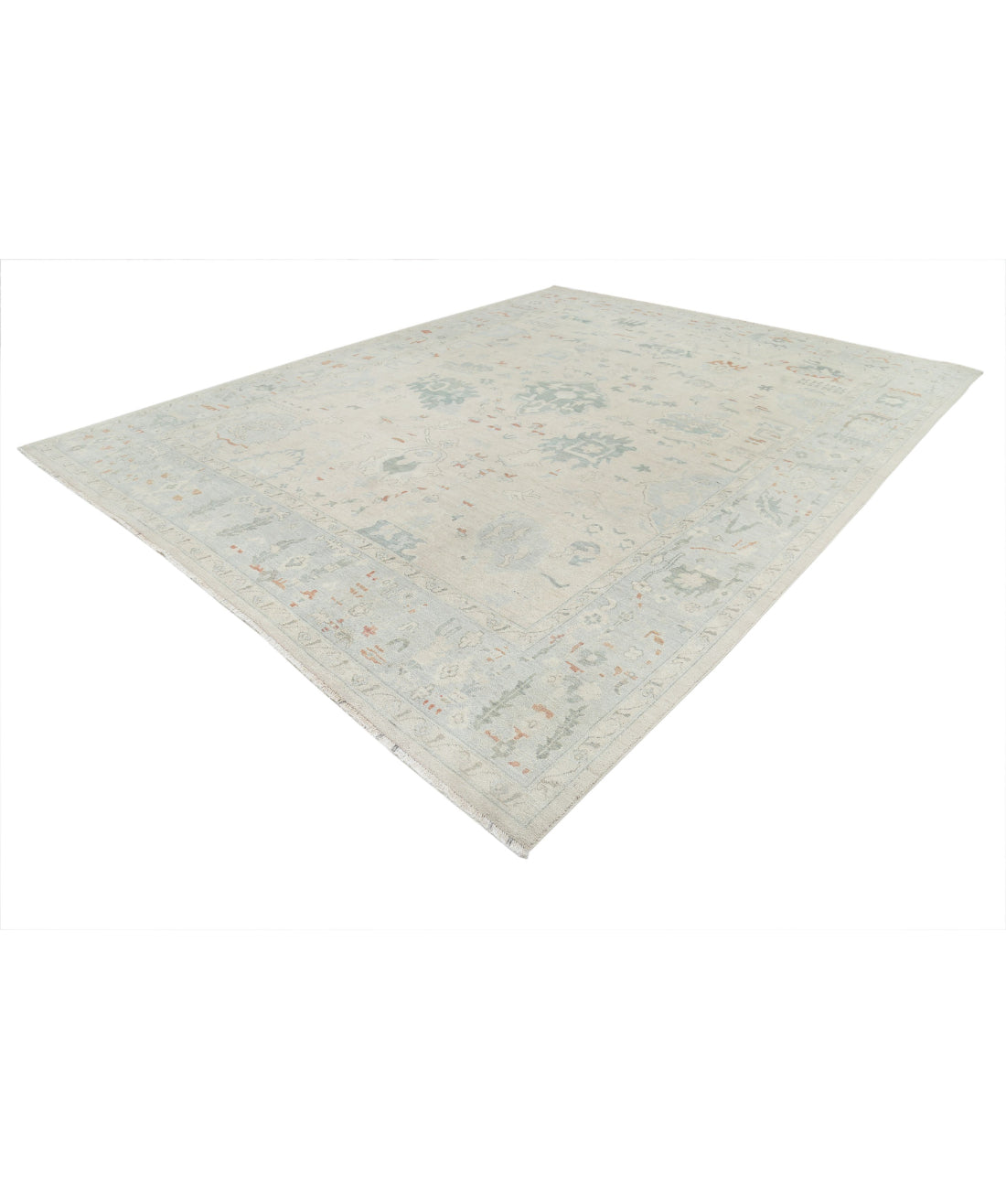 Oushak 11'8'' X 14'10'' Hand-Knotted Wool Rug 11'8'' x 14'10'' (350 X 445) / Beige / Blue