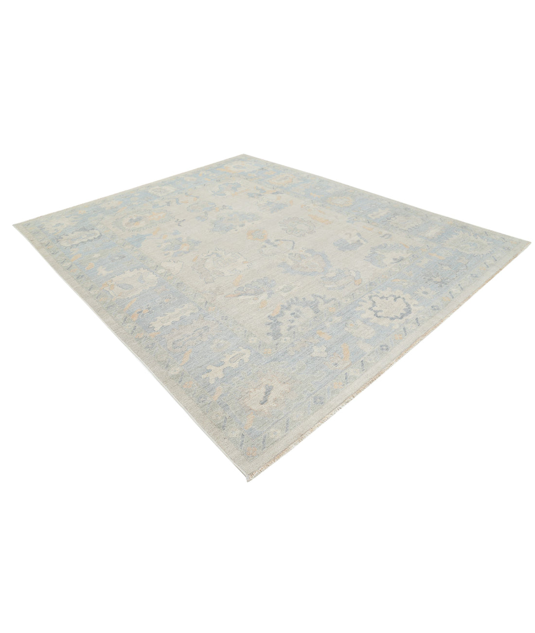 Oushak 8'2'' X 10'0'' Hand-Knotted Wool Rug 8'2'' x 10'0'' (245 X 300) / Grey / Blue