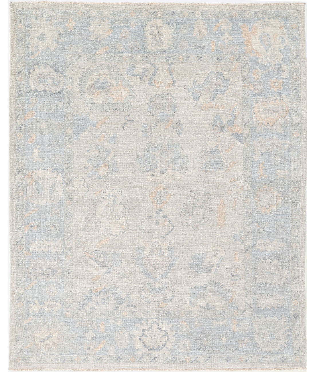 Oushak 8'2'' X 10'0'' Hand-Knotted Wool Rug 8'2'' x 10'0'' (245 X 300) / Grey / Blue