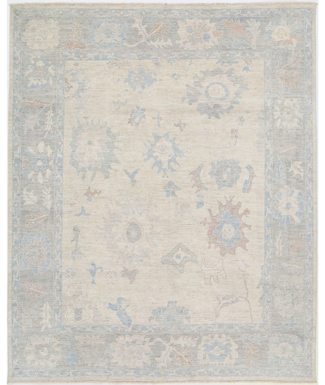 Oushak 8'2'' X 9'11'' Hand-Knotted Wool Rug 8'2'' x 9'11'' (245 X 298) / Ivory / Grey