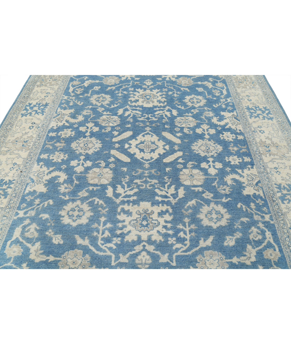 Oushak 8'1'' X 9'9'' Hand-Knotted Wool Rug 8'1'' x 9'9'' (243 X 293) / Blue / Ivory