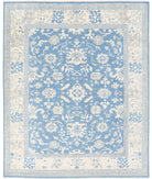 Oushak 8'1'' X 9'9'' Hand-Knotted Wool Rug 8'1'' x 9'9'' (243 X 293) / Blue / Ivory