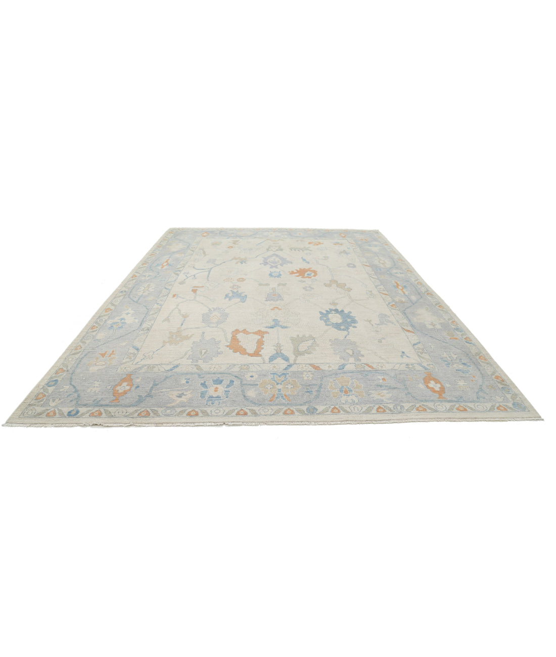 Oushak 10'0'' X 13'5'' Hand-Knotted Wool Rug 10'0'' x 13'5'' (300 X 403) / Ivory / Blue