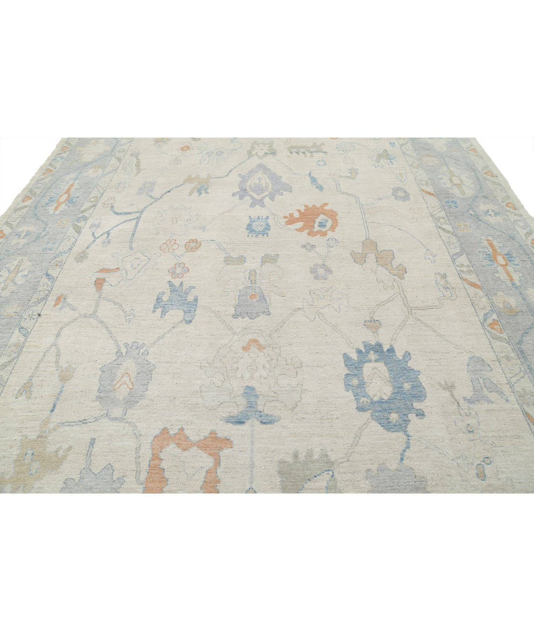 Oushak 10'0'' X 13'5'' Hand-Knotted Wool Rug 10'0'' x 13'5'' (300 X 403) / Ivory / Blue