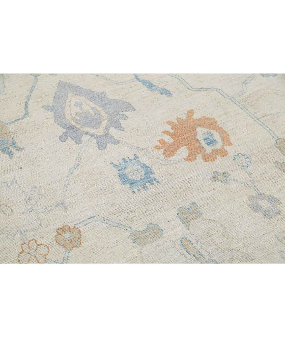 Oushak 10'0'' X 13'5'' Hand-Knotted Wool Rug 10'0'' x 13'5'' (300 X 403) / Ivory / Blue