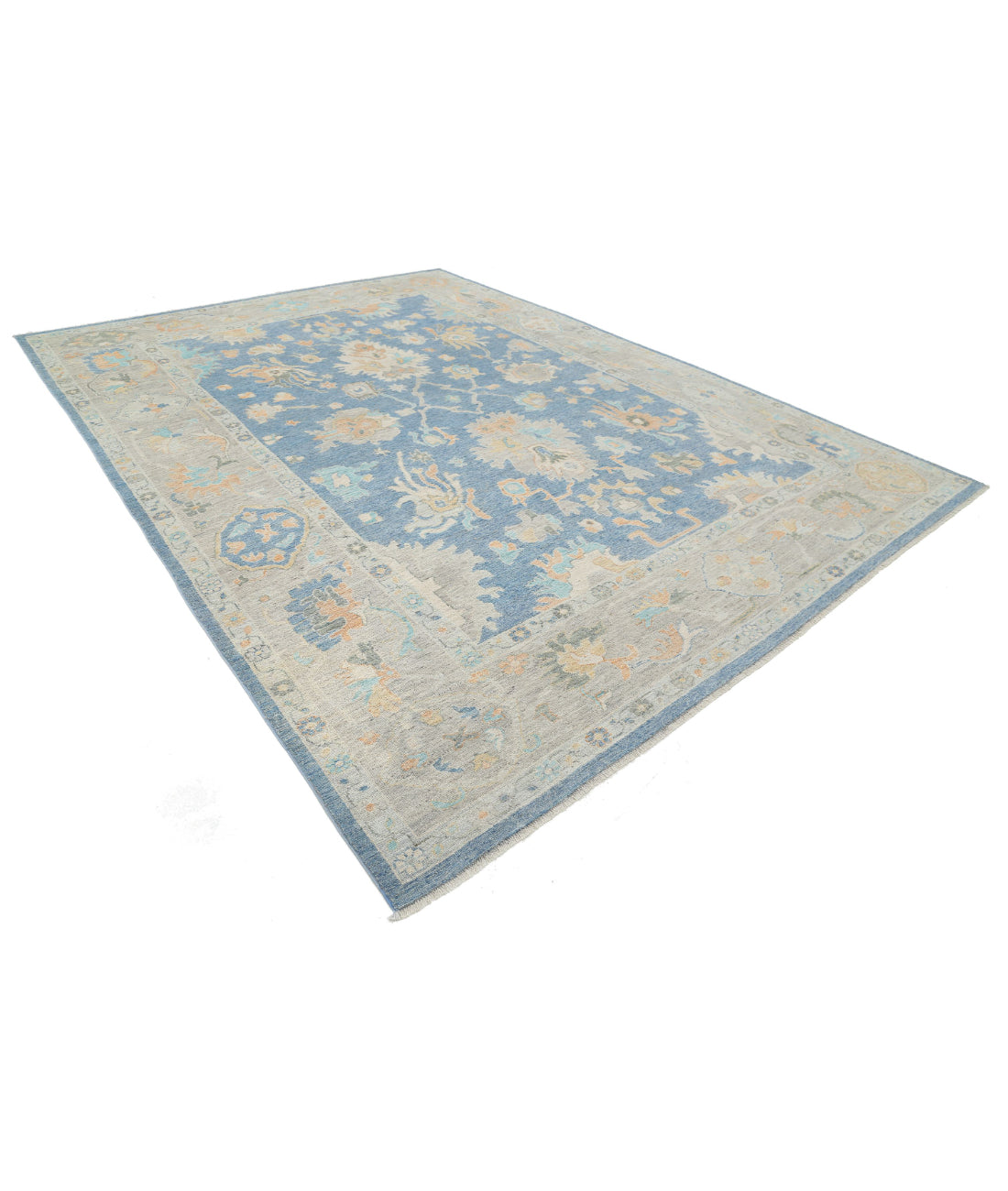 Oushak 9'10'' X 13'6'' Hand-Knotted Wool Rug 9'10'' x 13'6'' (295 X 405) / Blue / Grey